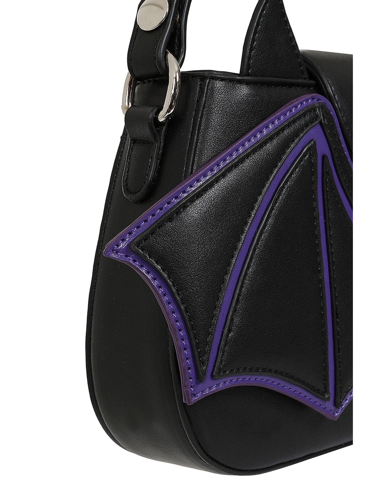 Banned Gothic bags Steampunk bags - Banned Batwing Charm Handbag black/purple