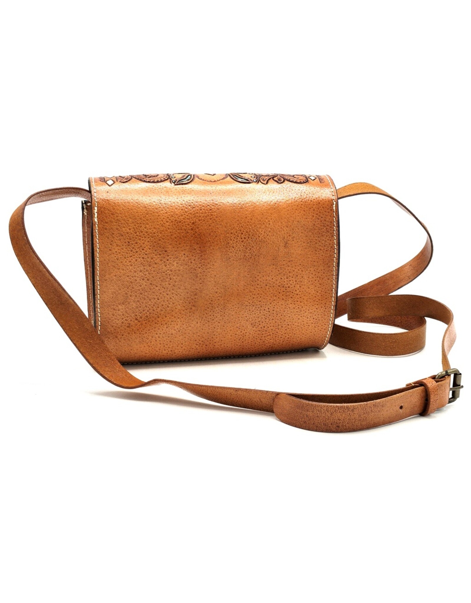 Trukado Leather bags - Leather Shoulder bag with Authentic Flower relief