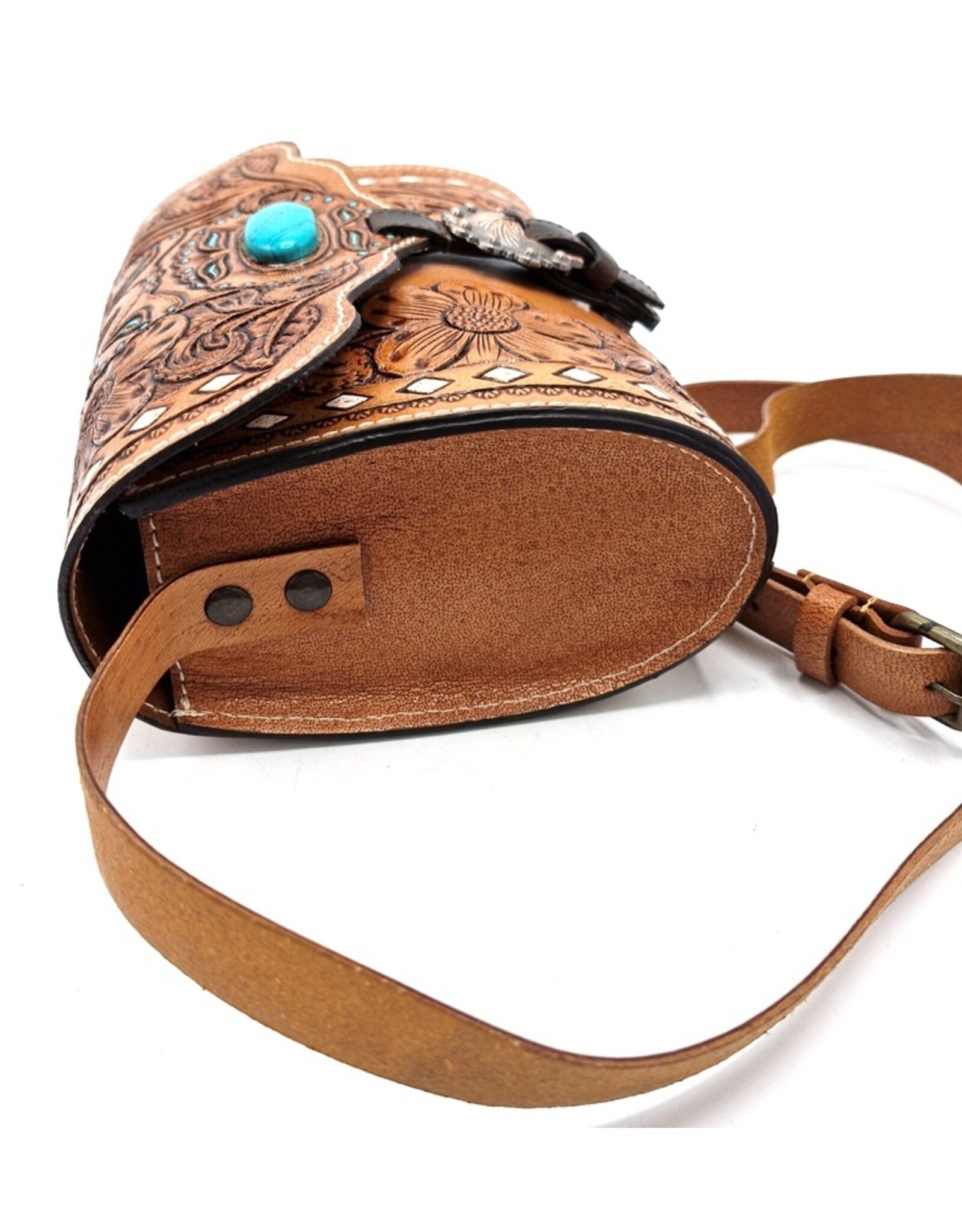 Trukado Leather bags - Leather Shoulder bag with Authentic Flower relief