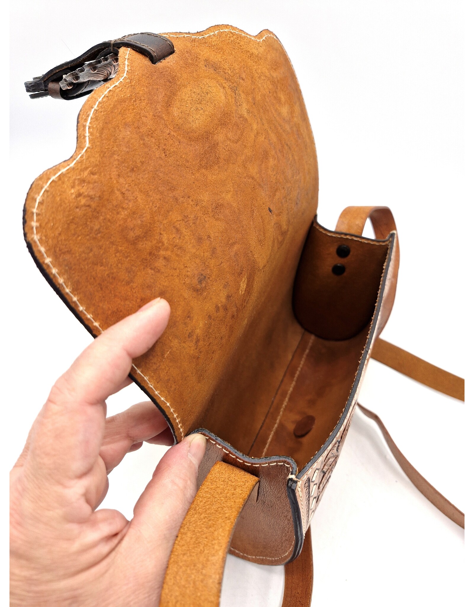 Trukado Leather bags - Leather Shoulder bag with Authentic Flower relief