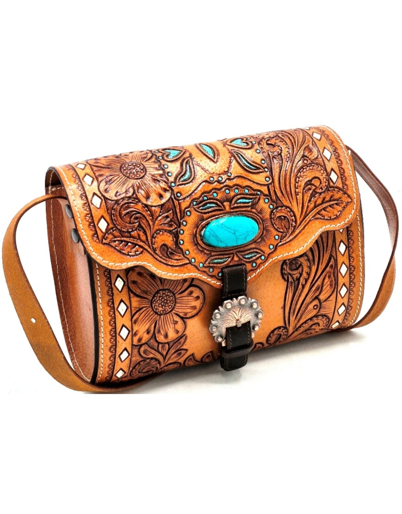 Trukado Leather bags - Leather Shoulder bag with Authentic Flower relief