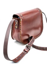 Trukado Leather Shoulder bags  leather crossbody bags - Leather Saddle Bag with Embossed Sunflower and Hook