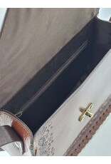 Trukado Leather Shoulder bags  leather crossbody bags - Leather Saddle Bag with Embossed Sunflower and Hook