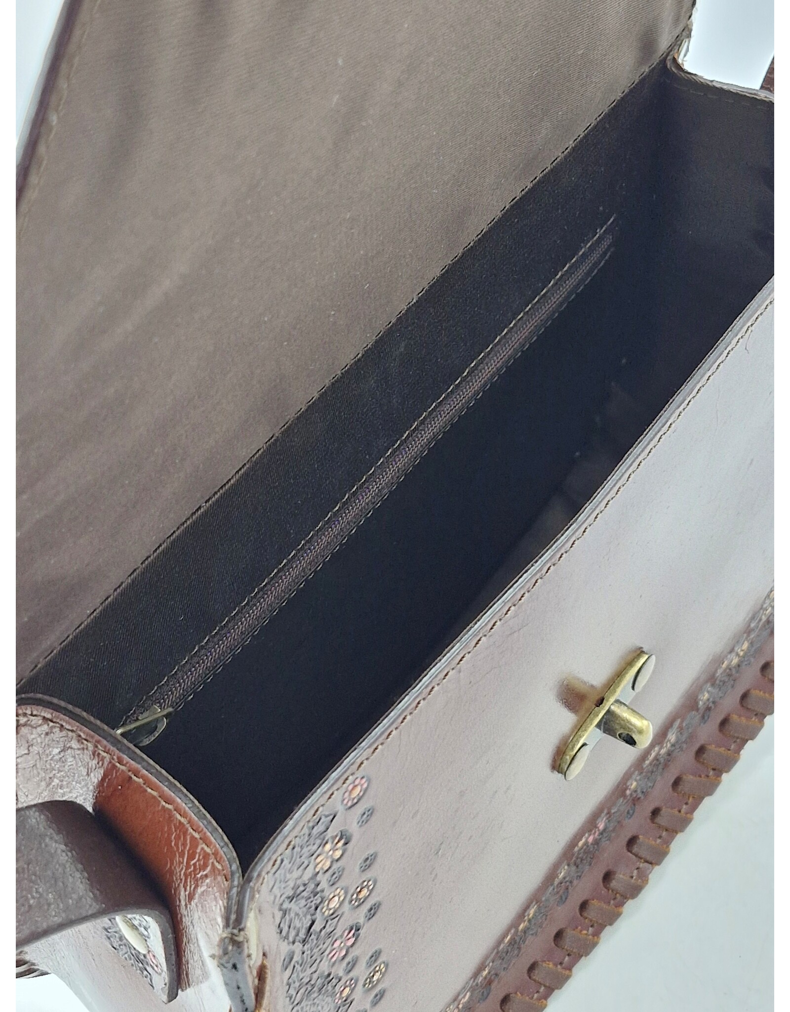 Trukado Leren schoudertassen Leren crossbody tassen - Leren Zadeltas met reliëf Zonnebloem en Haakje