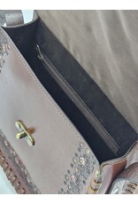 Trukado Leather Shoulder bags  leather crossbody bags - Leather Saddle Bag with Embossed Sunflower and Hook