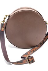 Trukado Leather bags - Leather Round Handbag with Floral embossing, brown