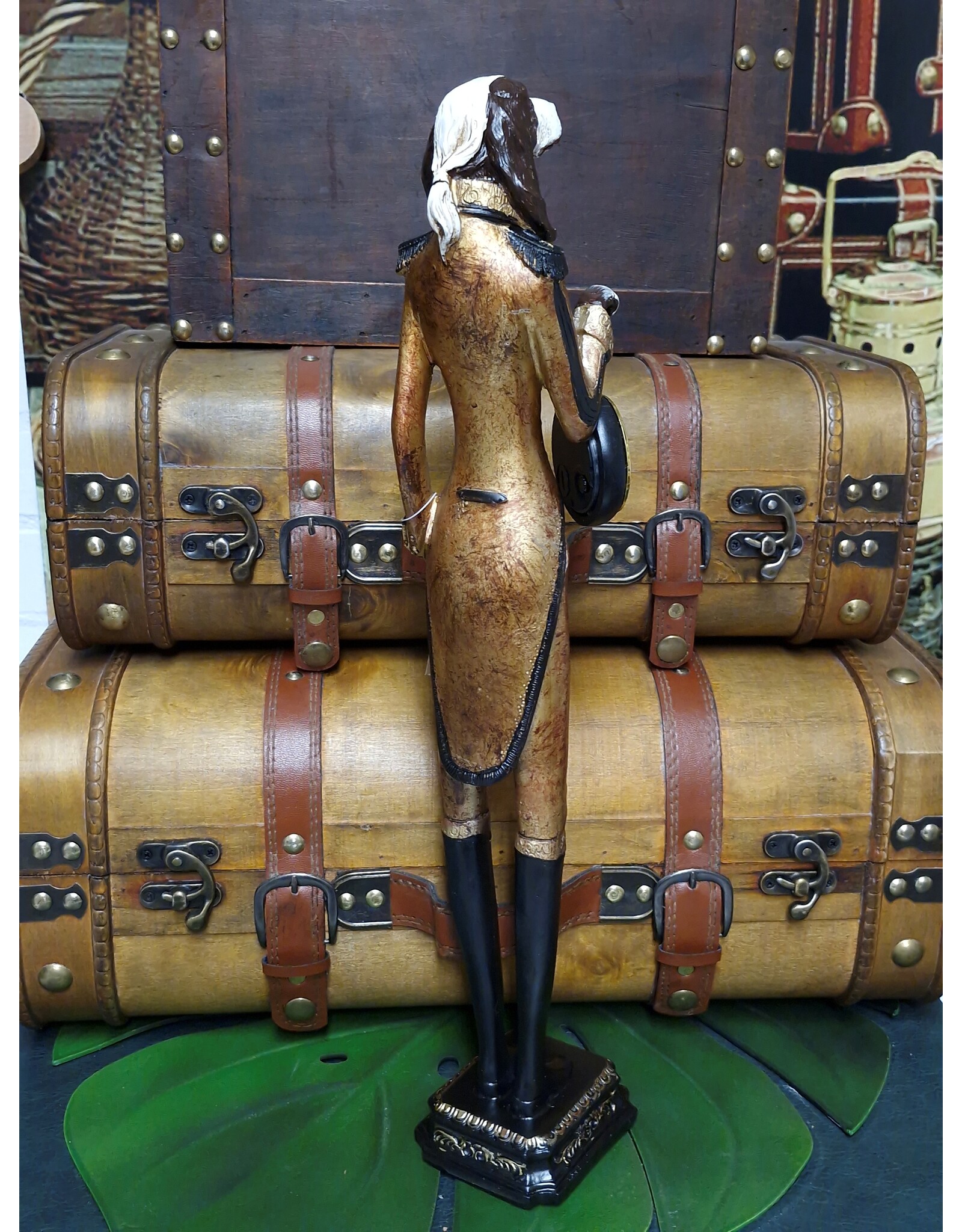 Trukado Giftware Figurines Collectables - Spaniel Dog Officer with real clock - statue 50cm