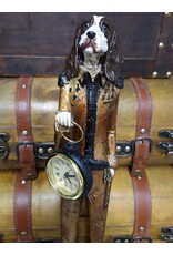 Trukado Giftware Figurines Collectables - Spaniel Dog Officer with real clock - statue 50cm