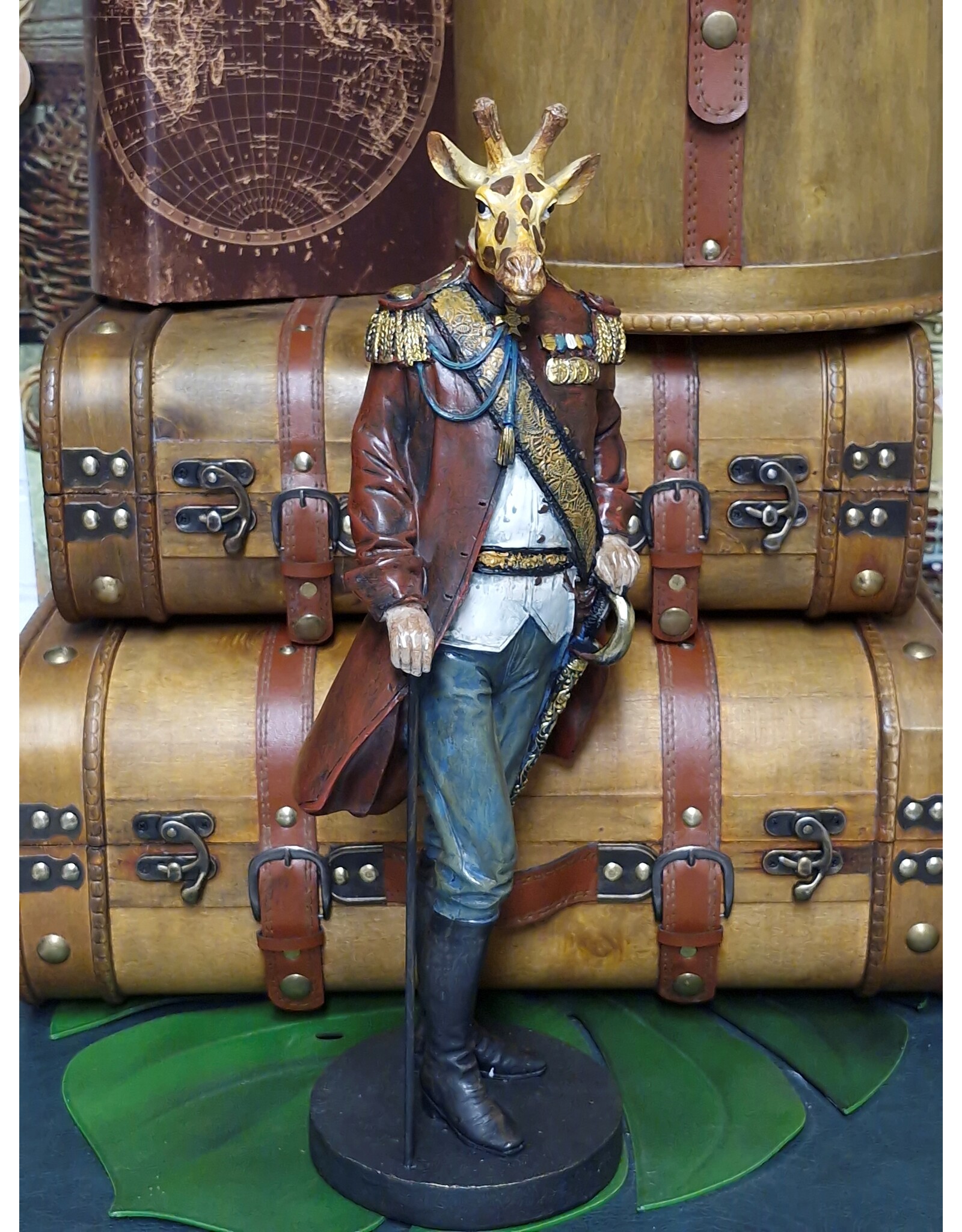 Baroque Giftware Figurines Collectables - Giraffe dressed as a Marshal statue 44.5cm