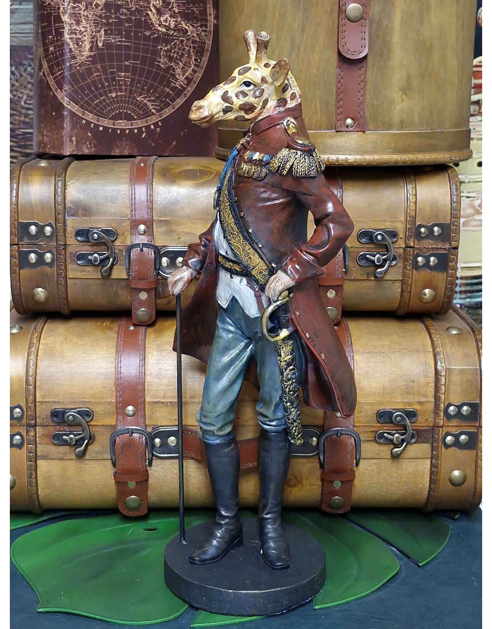 Baroque Giftware Figurines Collectables - Giraffe dressed as a Marshal statue 44.5cm