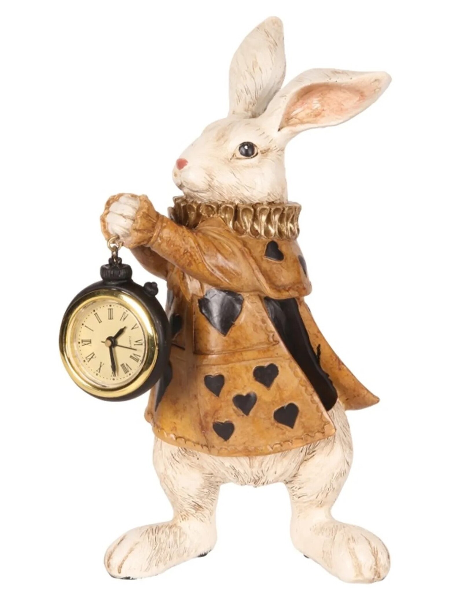 DS Giftware Figurines Collectables - Rabbit with Clock in brown jacket figurine 25cm