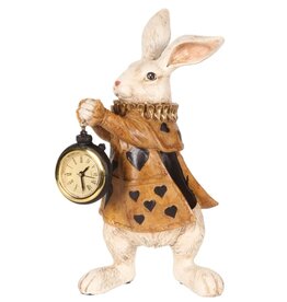 DS Rabbit with Clock in brown jacket figurine 25cm