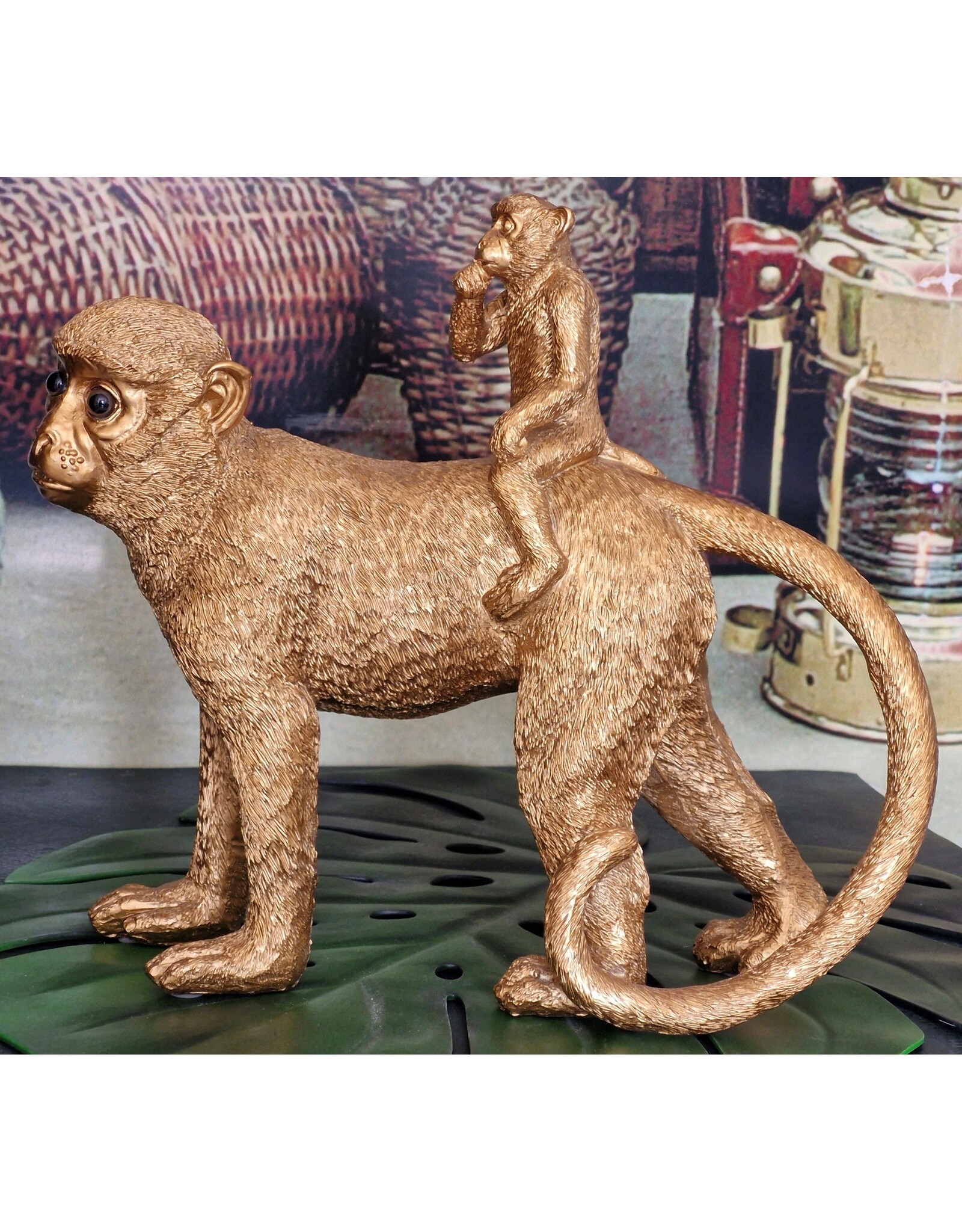 Trukado Giftware & Lifestyle - Golden Monkey with Baby on Back figurine 31cm