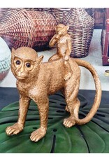 Trukado Giftware & Lifestyle - Gouden Aap met Baby op de rug beeld 31cm