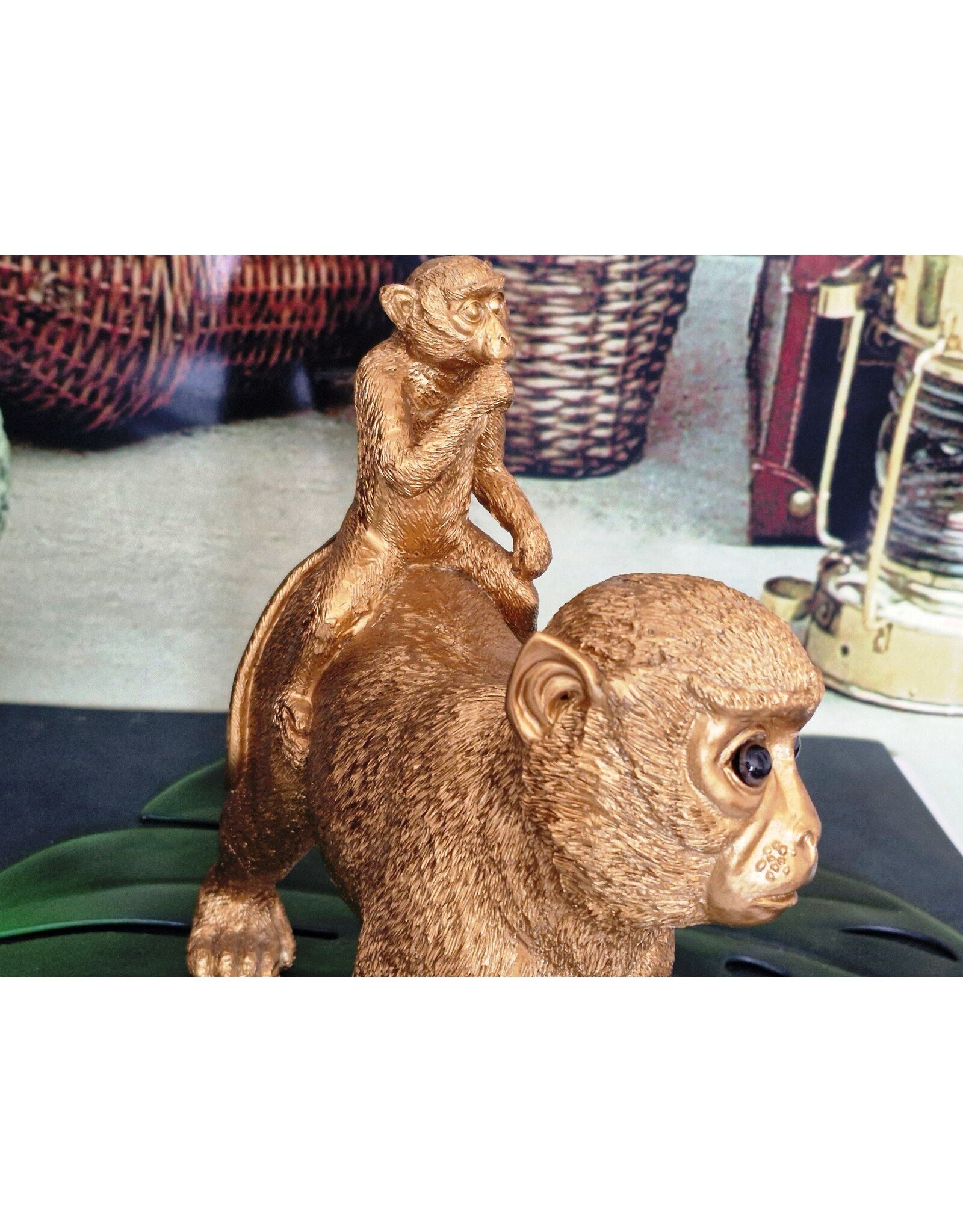 Trukado Giftware & Lifestyle - Golden Monkey with Baby on Back figurine 31cm