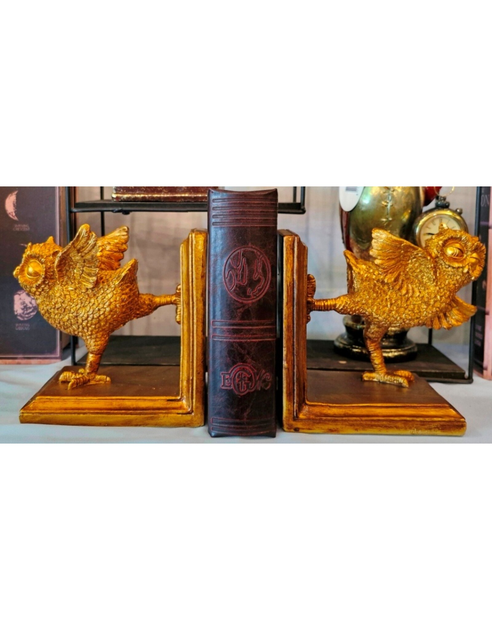JB Miscellaneous - Owl Bookends set of 2, gold colored