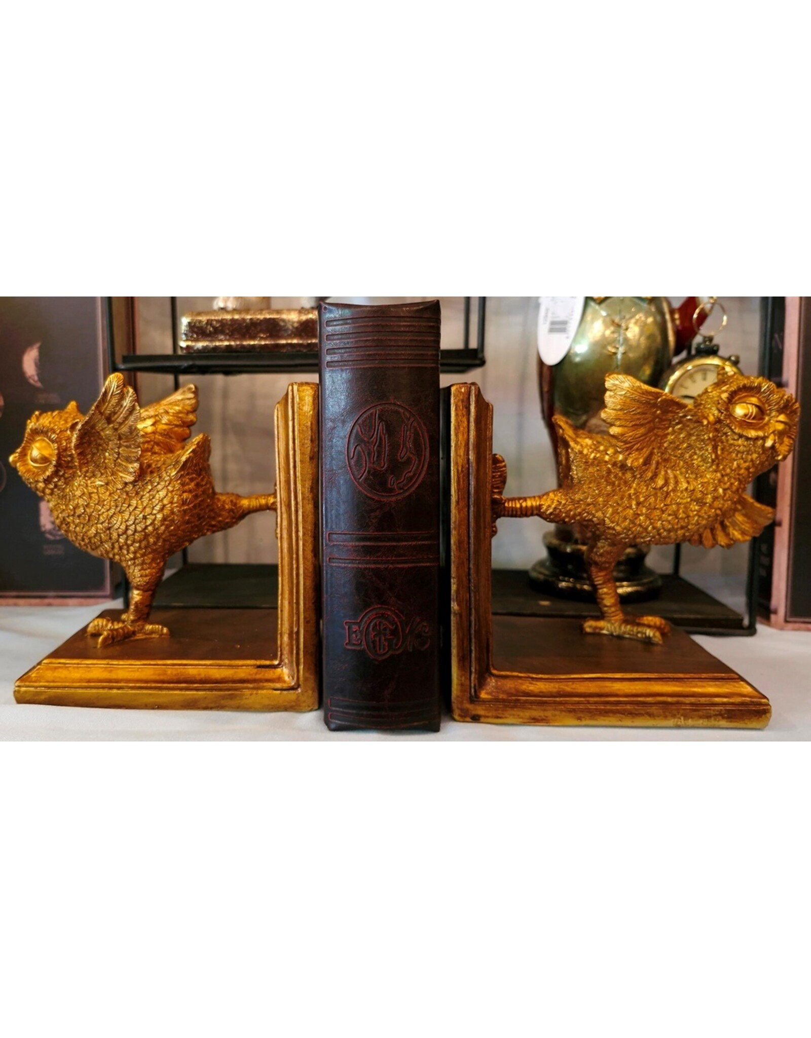 JB Miscellaneous - Owl Bookends set of 2, gold colored