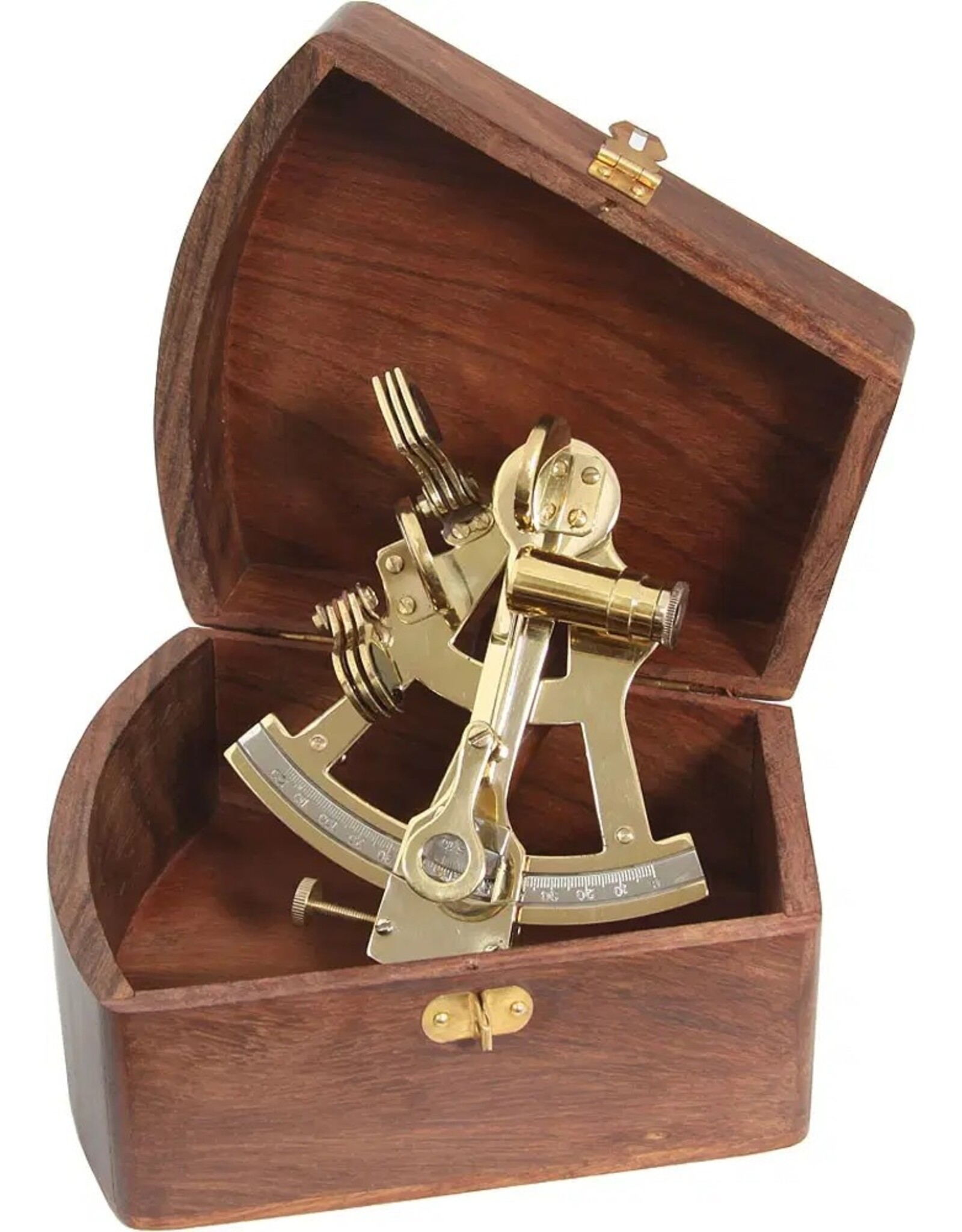JB Miscellaneous - Sextant in houten kistje - messing, medium formaat