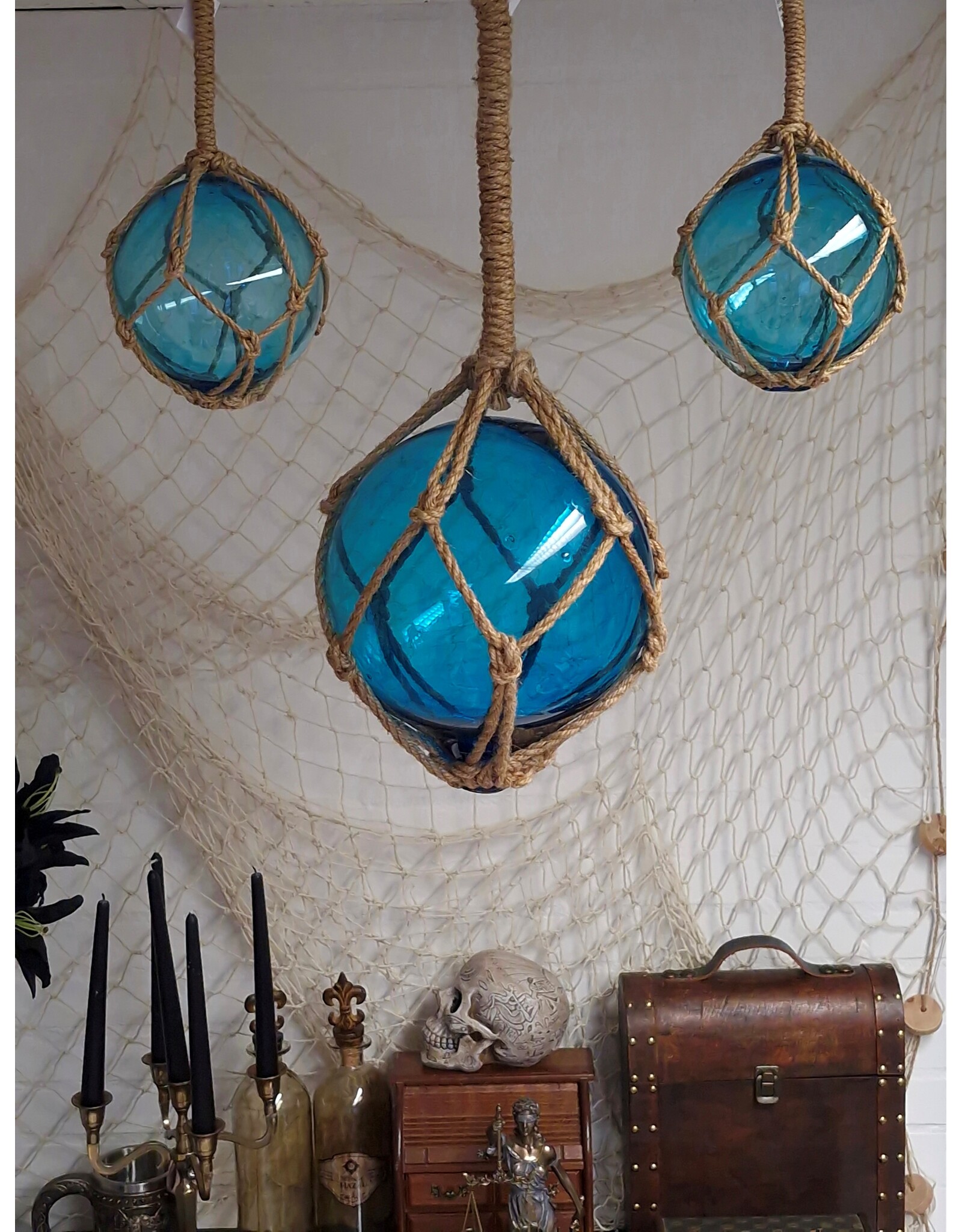 Trukado Miscellaneous - Fishing net floats Glass Balls  Set Turquoise Blue