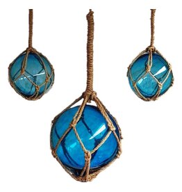 Trukado Visnet drijvers Glazen Bollen  Set Turquoiseblauw
