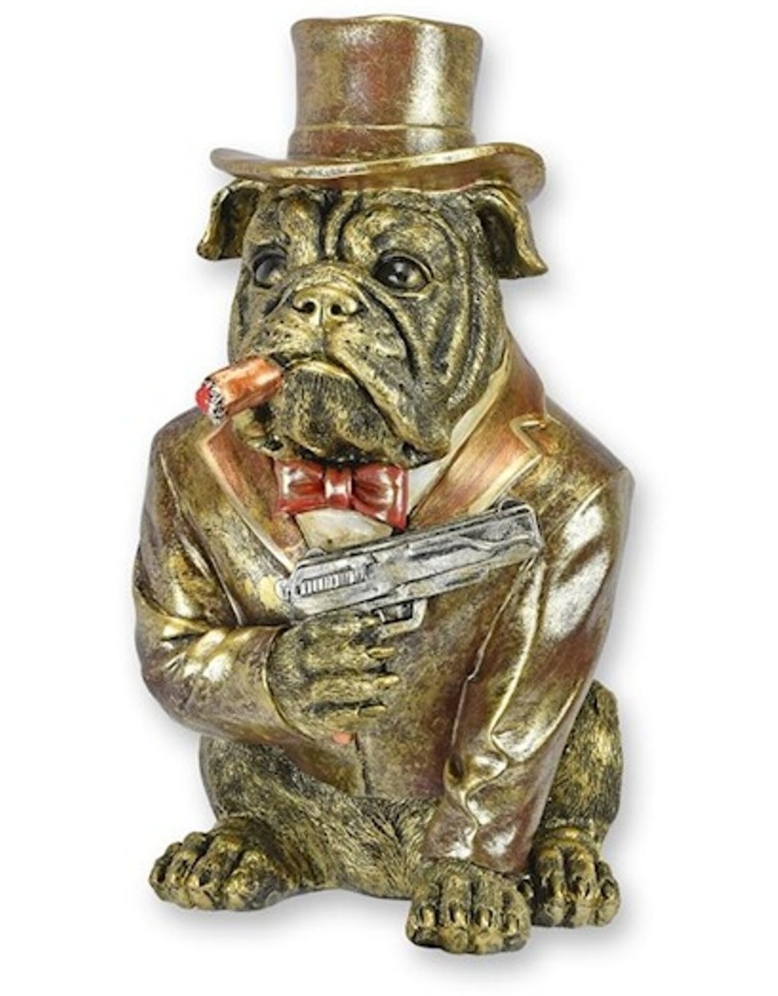 JB Giftware & Lifestyle - Engelse Bulldog als Mobster rokend Sigaar 29,8cm