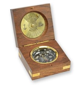 JB Brass Compass with Calendar in wooden box