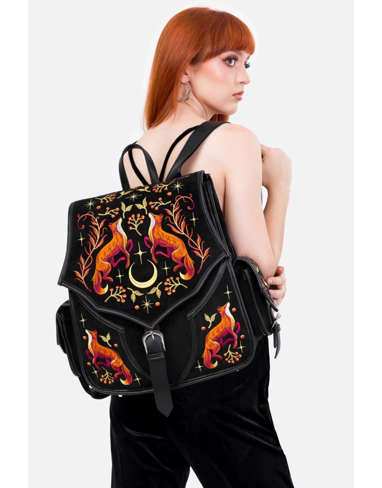 Restyle Fantasy bags and wallets - Mystic Fox Backpack with embroidered foxes