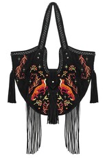 Restyle Fantasy tassen en portemonnees - Fox Meadows tas met geborduurde vossen en franjes