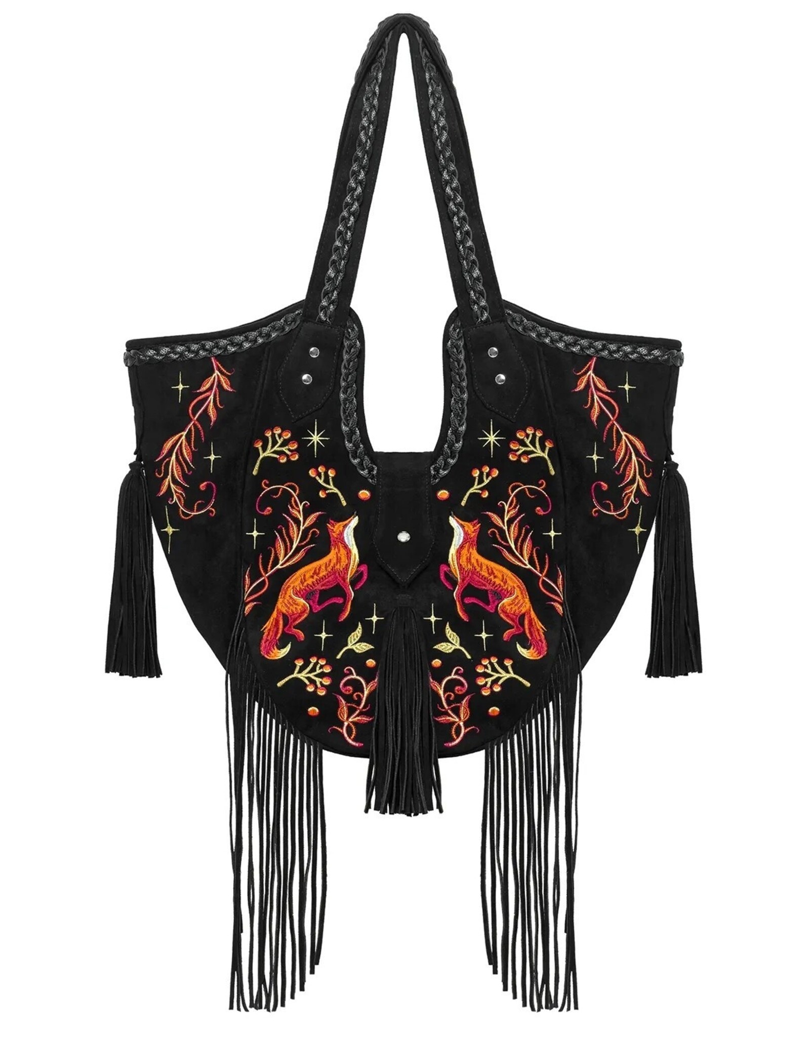 Restyle Fantasy bags and wallets - Fox Meadows bag with Fox embroidery & fringe