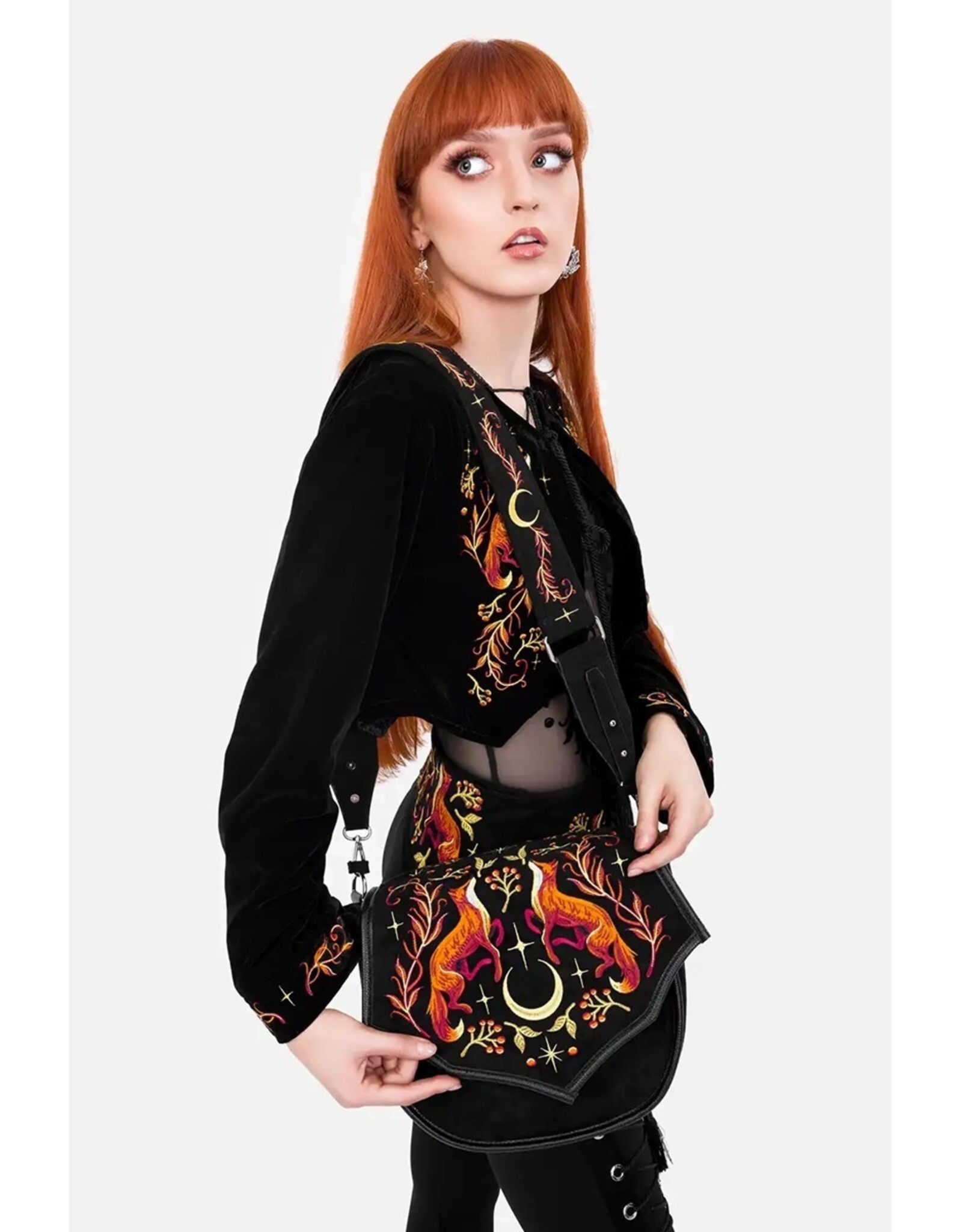 Restyle Fantasy bags and wallets - Foxfire Nights croosbody bag with Fox embroidery