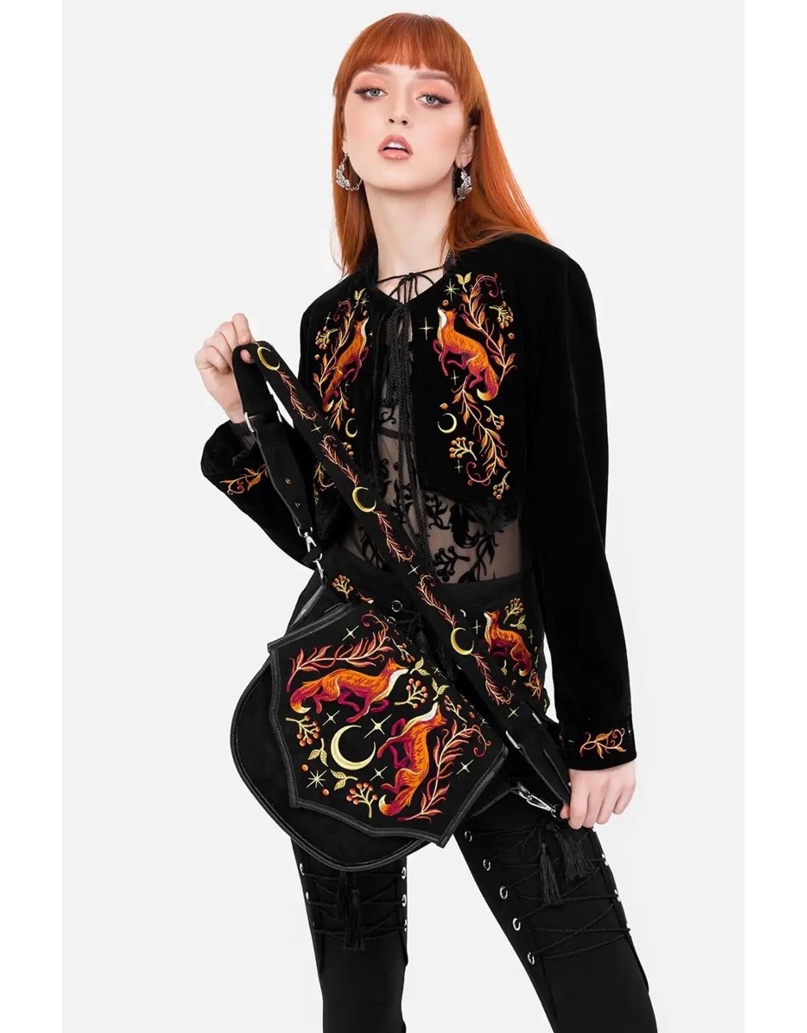 Restyle Fantasy bags and wallets - Foxfire Nights croosbody bag with Fox embroidery