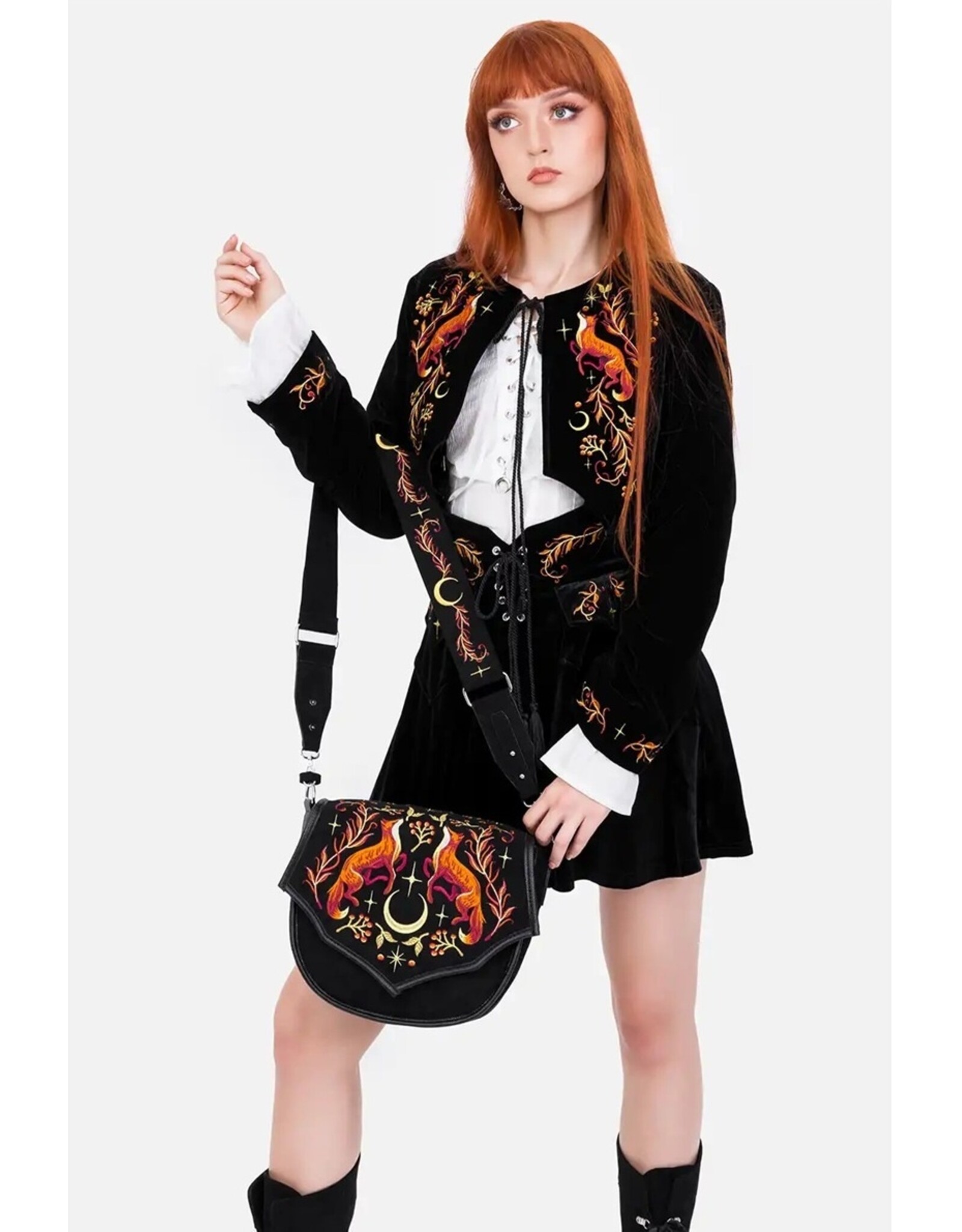 Restyle Fantasy bags and wallets - Foxfire Nights croosbody bag with Fox embroidery