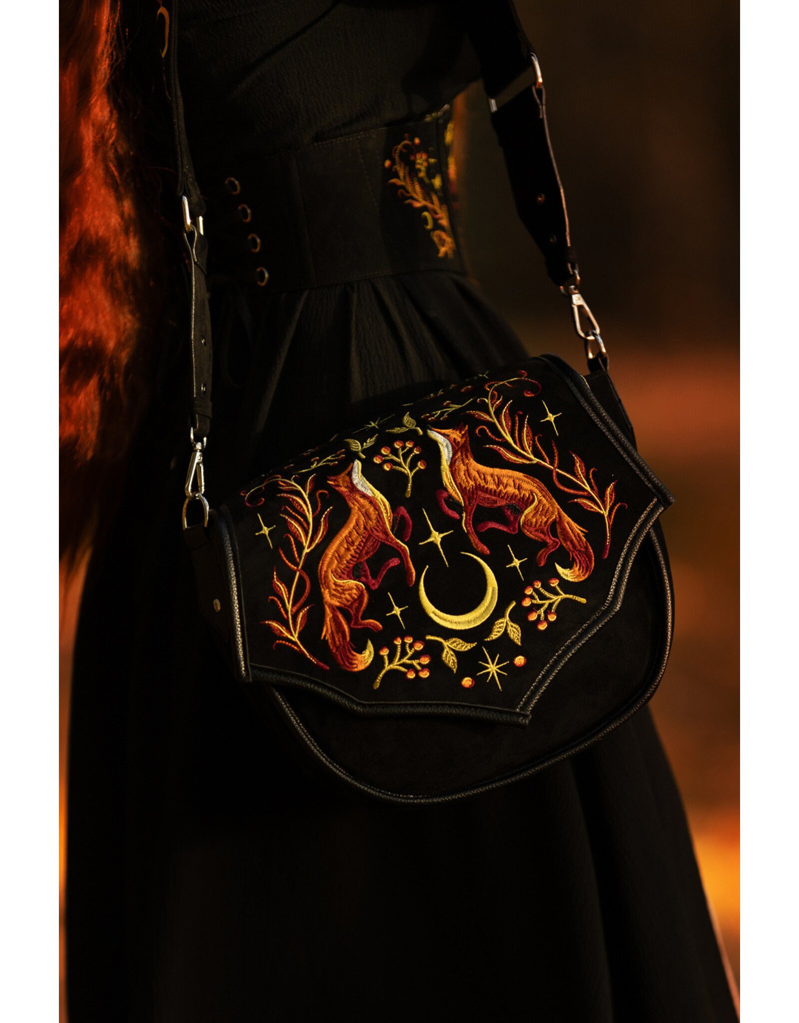 Restyle Fantasy bags and wallets - Foxfire Nights croosbody bag with Fox embroidery
