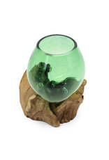 AWG Miscellaneous - Kleine Groene Kom op Hout - Gerecycled Bierflessen