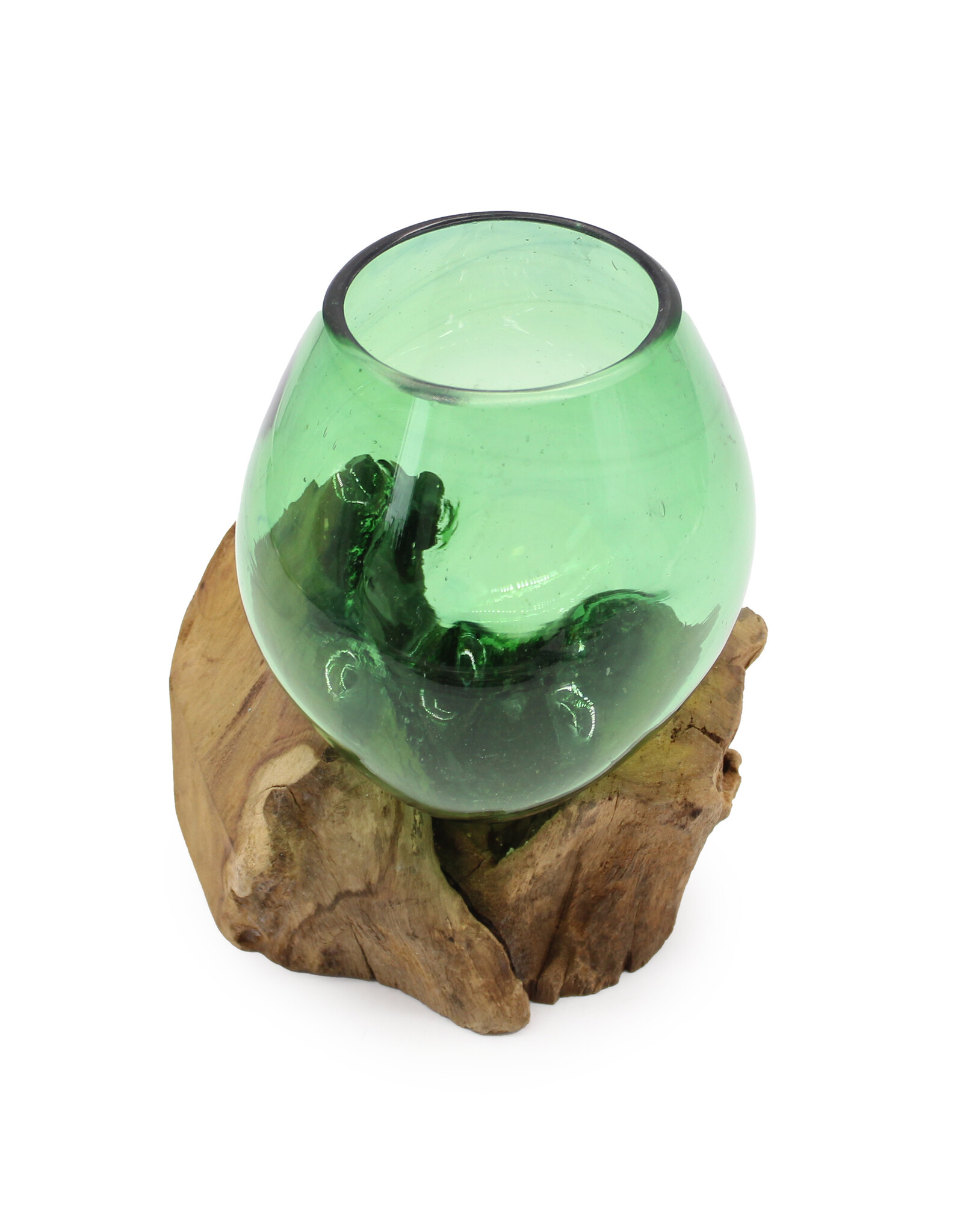 AWG Miscellaneous - Kleine Groene Kom op Hout - Gerecycled Bierflessen