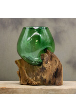 AWG Miscellaneous - Kleine Groene Kom op Hout - Gerecycled Bierflessen