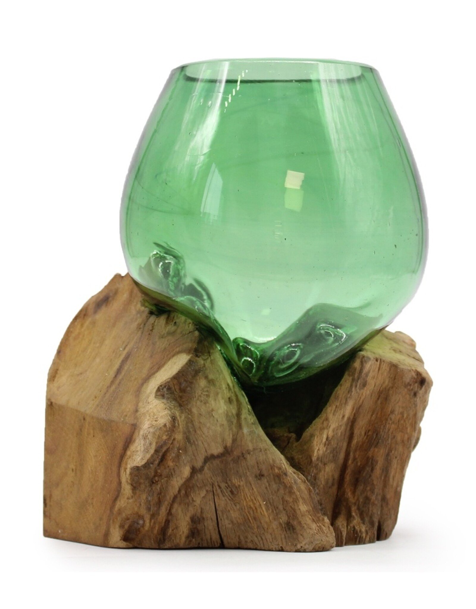 AWG Miscellaneous - Small Green Bowl on Wood - Recycled Beer Bottles