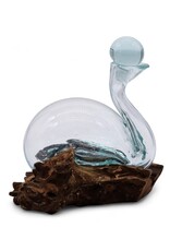 AWG Miscellaneous - Gesmolten Glas Eendkaraf op Hout met Stop