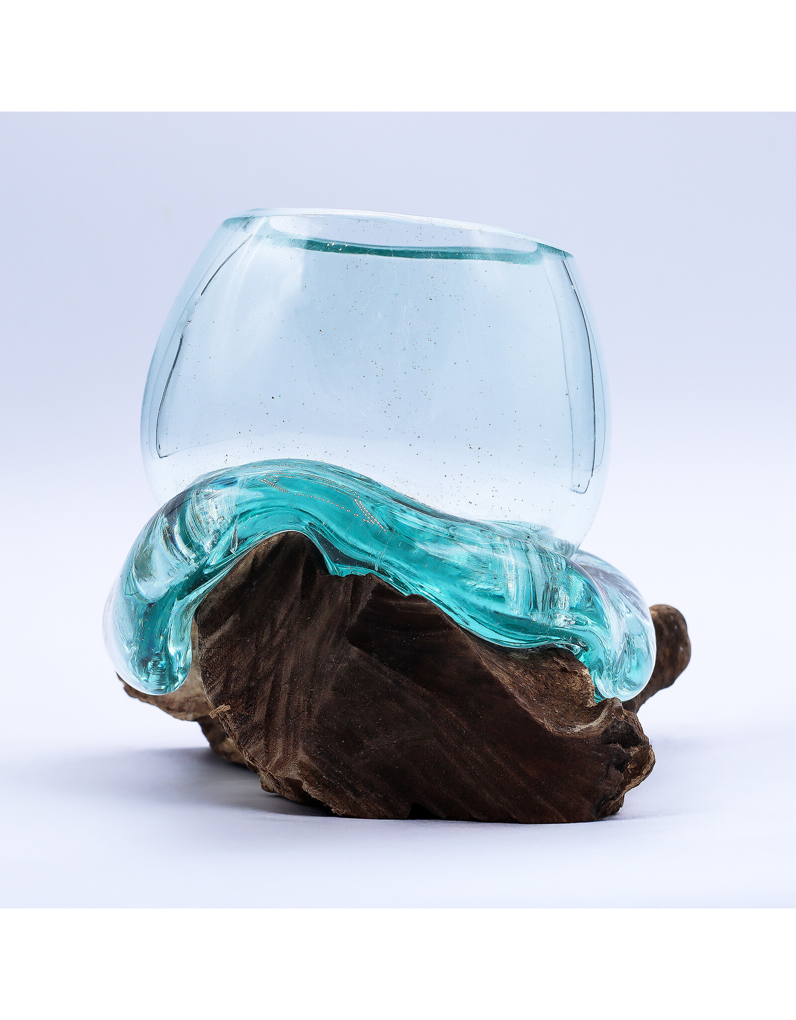 AWG Miscellaneous - Gesmolten Glas Kom op Hout