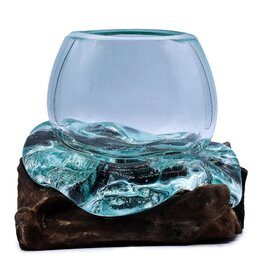 AWG Gesmolten Glas Kom op Hout