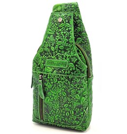 HillBurry Hillburry Crossbody bag with Embossed Leaves green