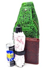 HillBurry Leren tassen - Hillburry Crossbody tas met Relief Bladeren groen