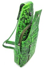 HillBurry Leather bags - Hillburry Crossbody bag with Embossed Leaves green