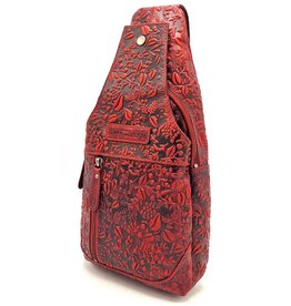 HillBurry Hillburry Crossbody bag with Embossed Leaves red
