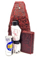 HillBurry Leather bags - Hillburry Crossbody bag with Embossed Leaves red