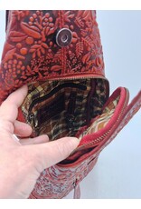 HillBurry Leather bags - Hillburry Crossbody bag with Embossed Leaves tan