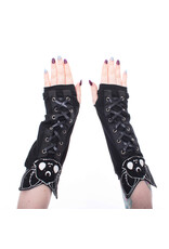 Poizen Industries Gothic en Steampunk accessoires - Armwarmers met Vleermuiskop Luna Heartless
