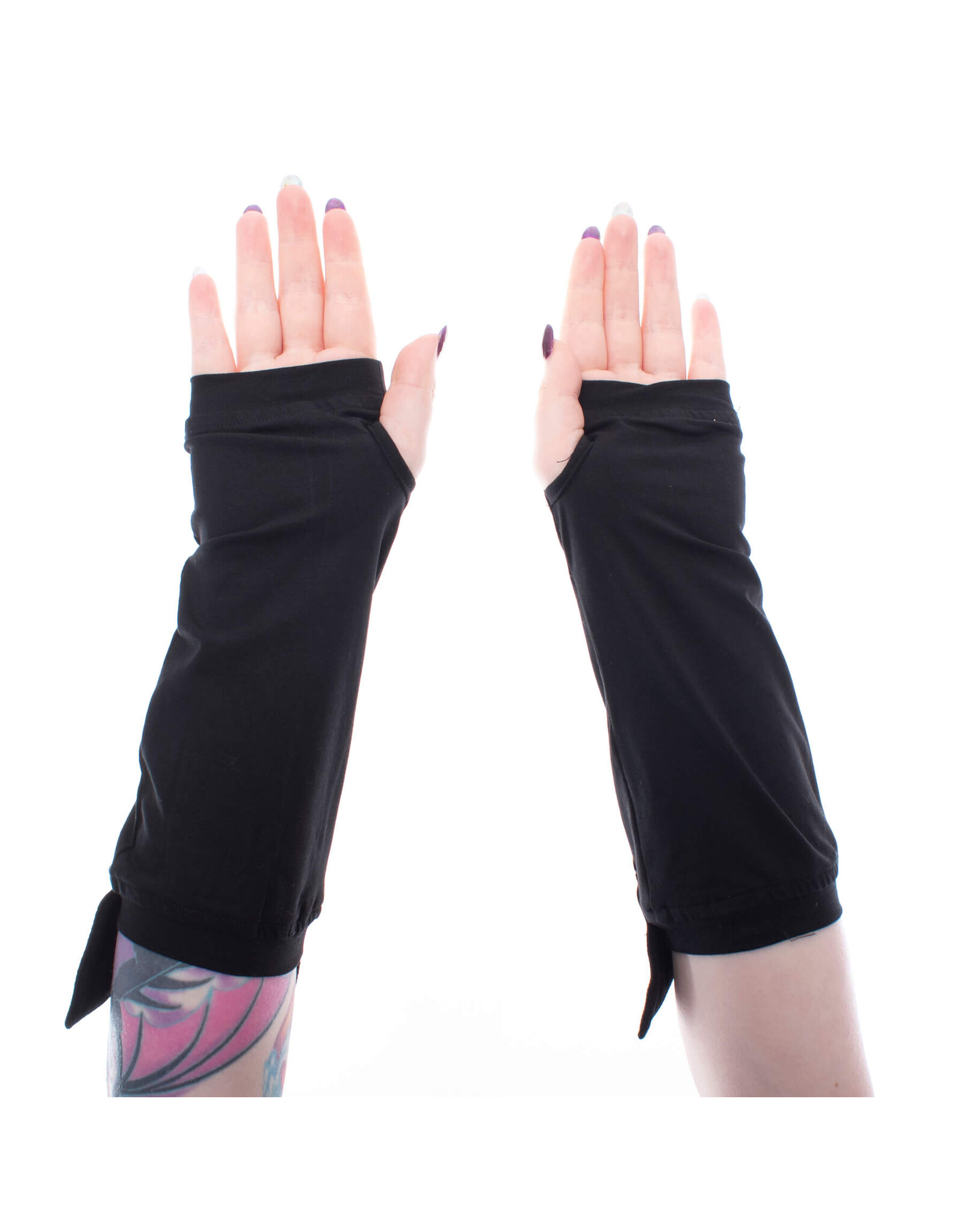 Poizen Industries Gothic en Steampunk accessoires - Armwarmers met Vleermuiskop Luna Heartless