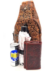 HillBurry Leren tassen - Hillburry Crossbody tas met Relief Bladeren tan