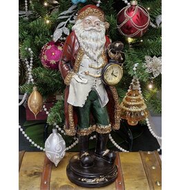 C&E Vintage Santa Claus with Real Clock - 40cm